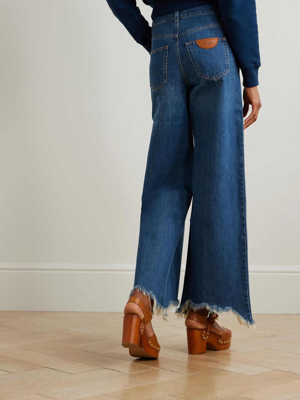 Chloé - Cropped Distressed High-Rise Wide- Leg