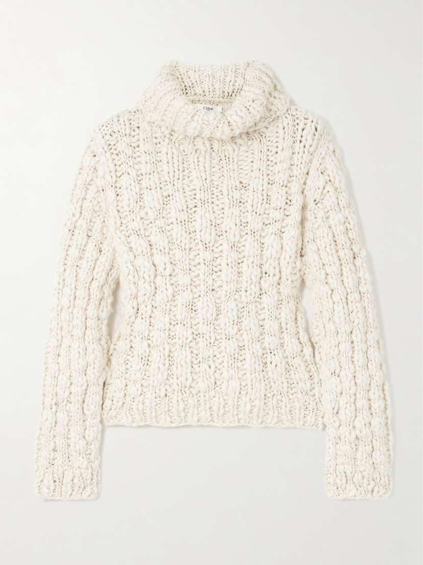 Chloé Ribbed Merino Wool And Silk-blend Turtleneck Sweater - x large