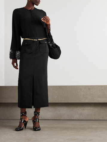 Chloé Lace-trimmed silk crepe de chine shirt