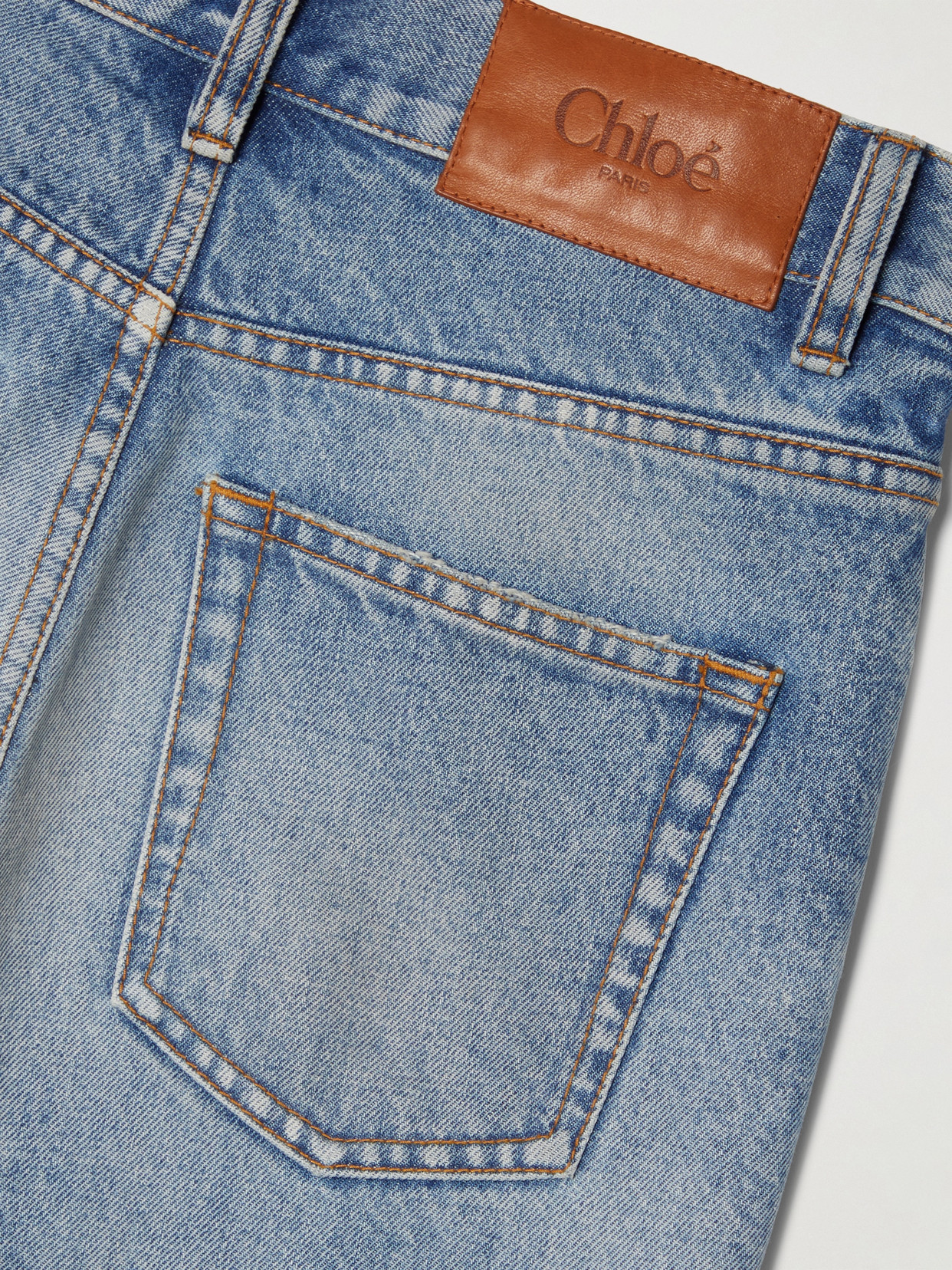 Chloé Patchwork Rigid High-rise Flared-leg Jeans In Blue