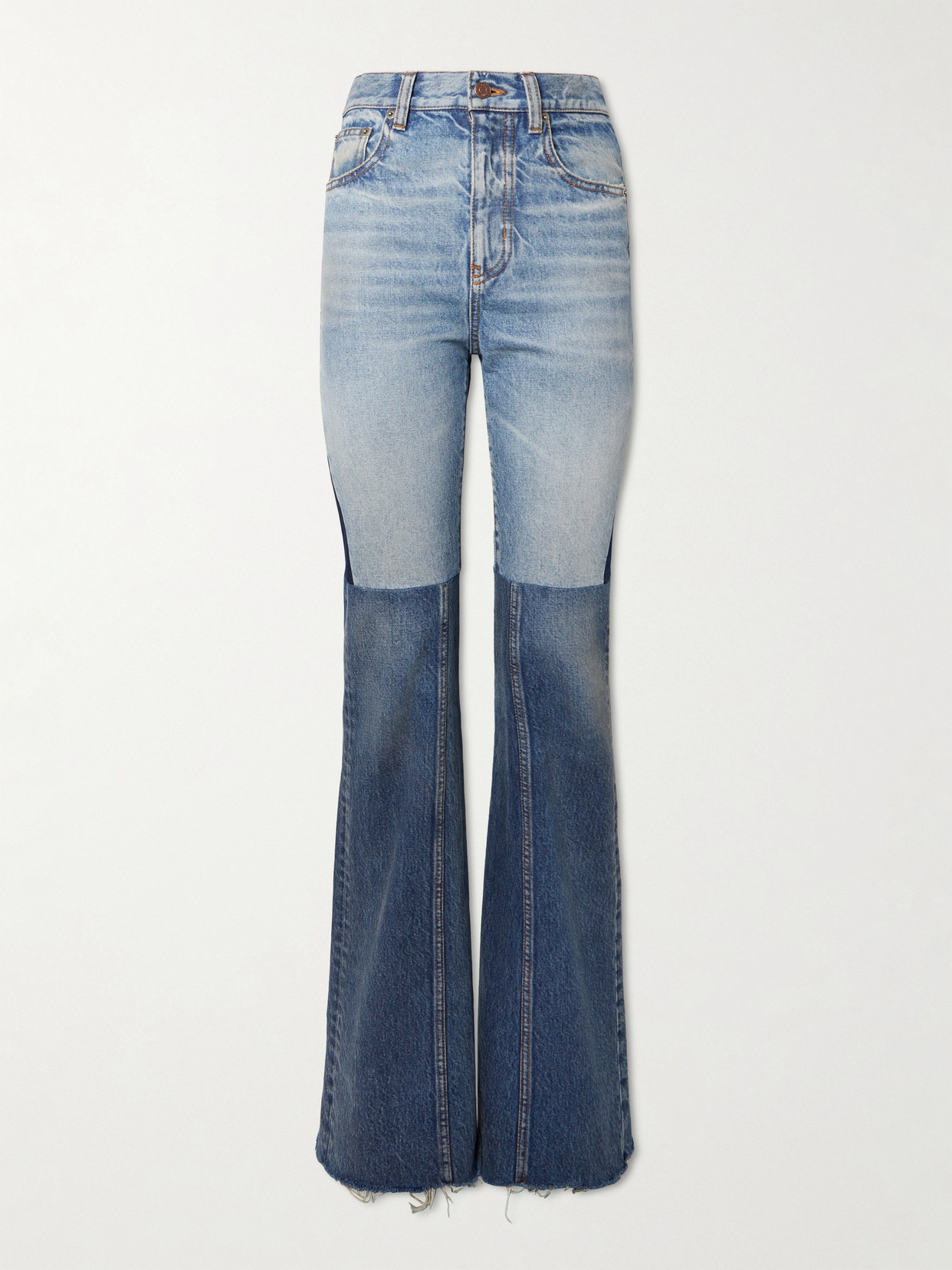 Chloé Patchwork Mid-rise Flared Jeans In Blue