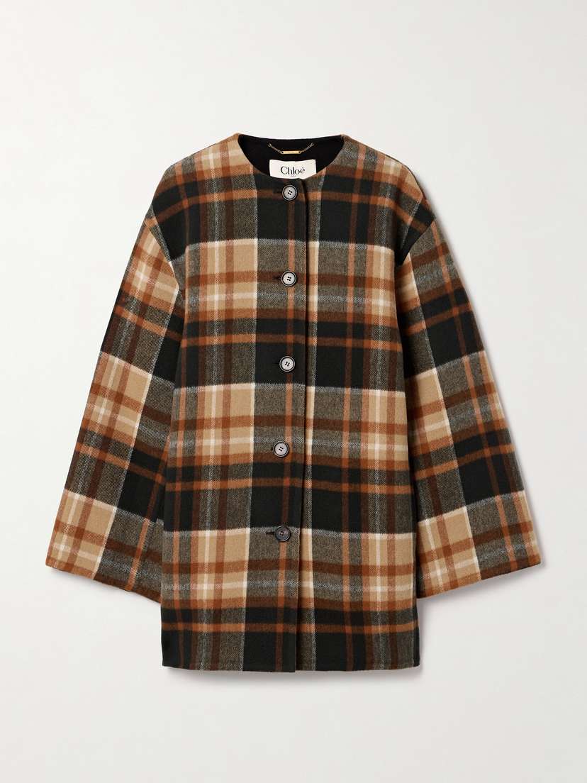 Chloé Checked Wool And Silk-blend Coat - FR 34