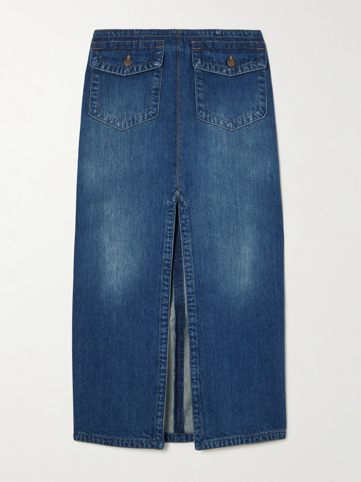 Chloé Organic Denim Midi Skirt In Blue