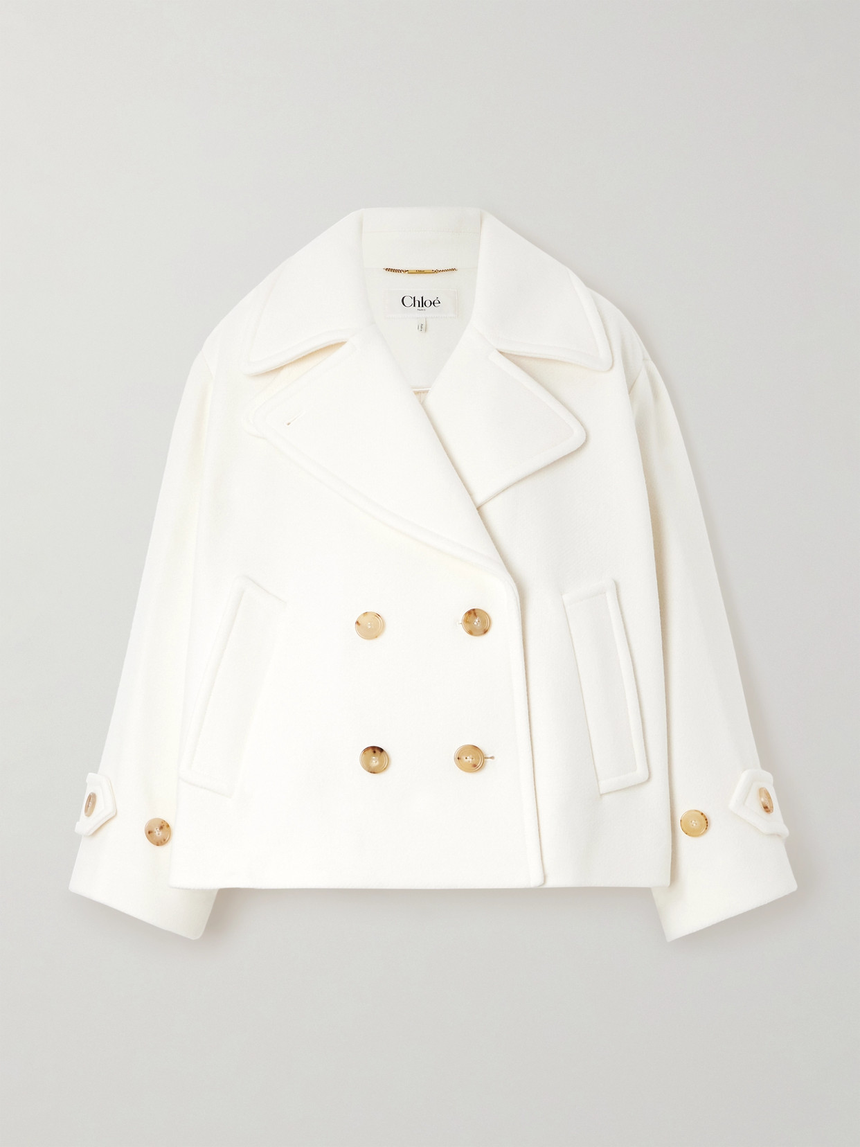 Chloé Wool-blend Double-breasted Coat In White