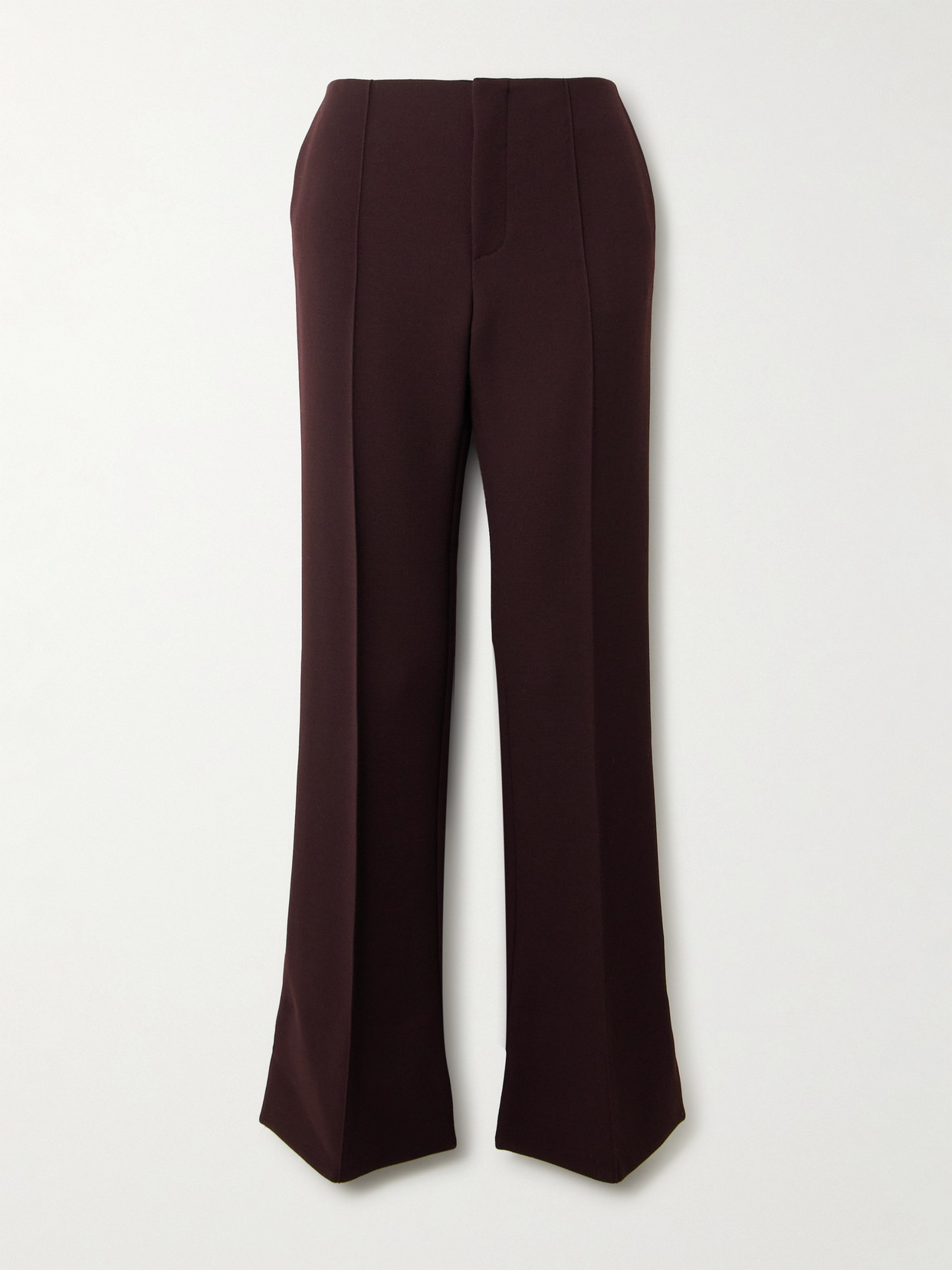 Chloé Pleated Wool Straight-leg Pants In Brown