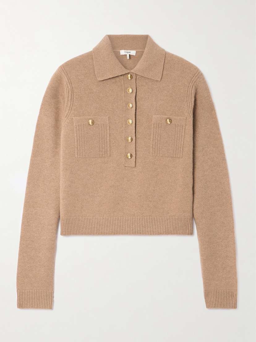 Chloé Ribbed Wool And Cashmere-blend Polo Sweater