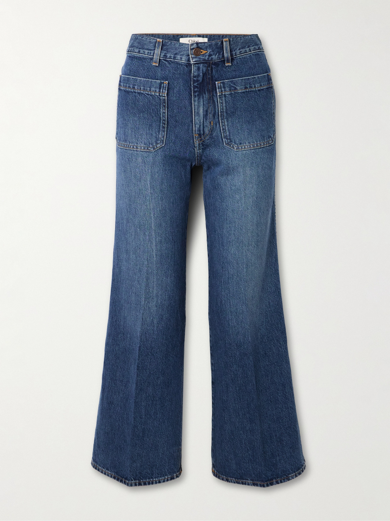 Chloé Cropped High-rise Bootcut Jeans In Blue
