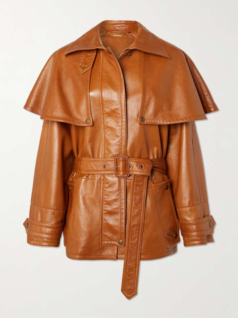 Chloé Cape-effect Belted Leather Jacket