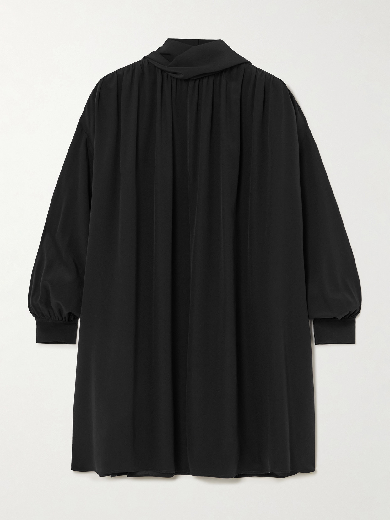 Chloé Tie-detailed Organic Silk Crepe De Chine Mini Dress In Black
