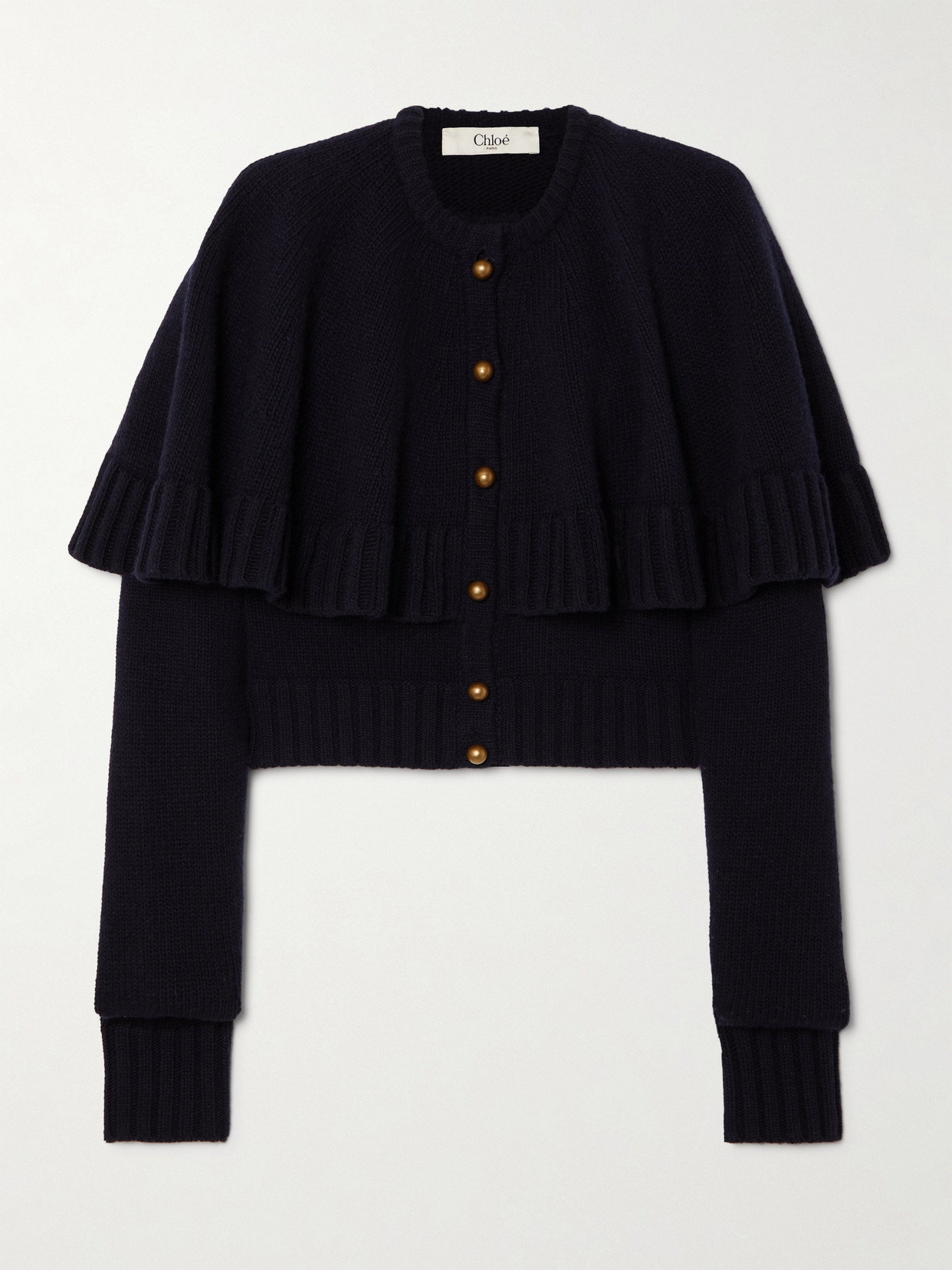 CHLOÉ CAPE-EFFECT WOOL AND CASHMERE-BLEND CARDIGAN