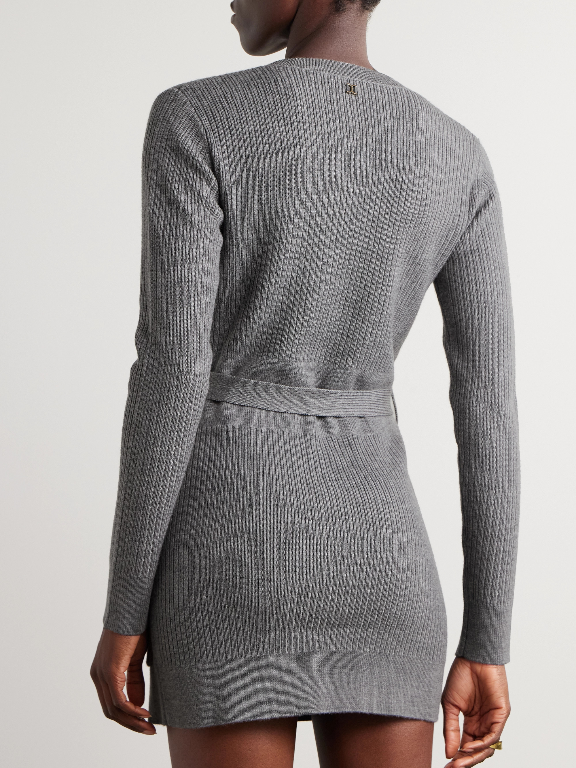 Chloé Belted ribbed wool-blend mini dress thumbnail