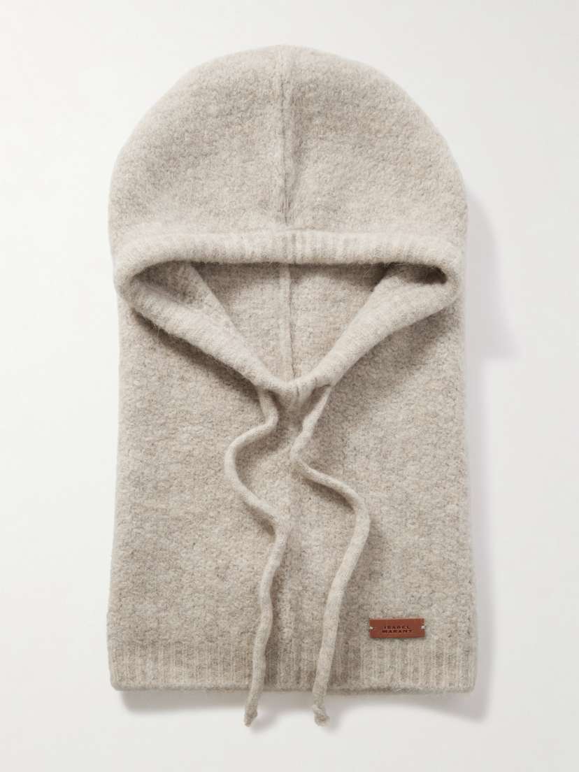 Isabel Marant Belkym Leather-trimmed Brushed-knit Hood