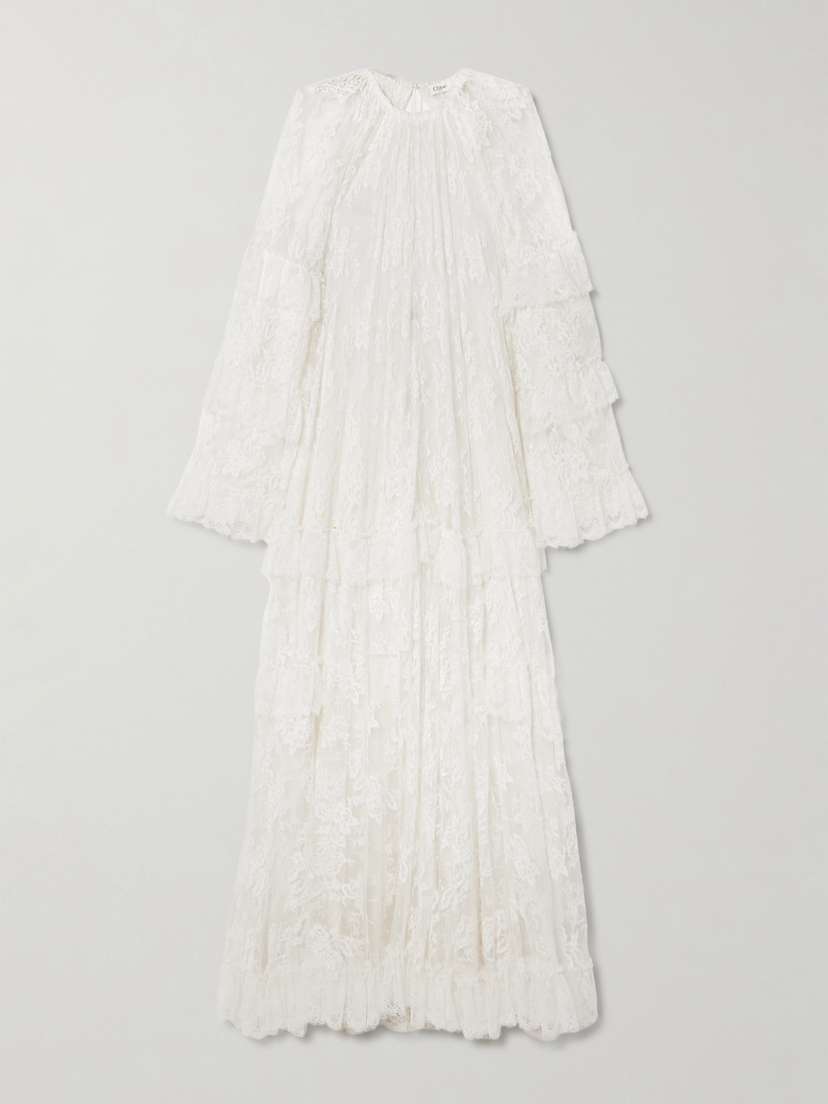 Chloé Tiered Ruffled Lace Maxi Dress