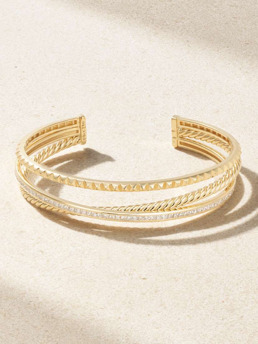 David Yurman Crossover Trio 18-karat Gold Diamond Cuff