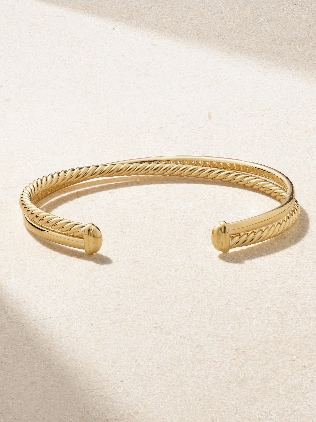David Yurman 18kt Yellow Gold Crossover Two Row Diamond Bracelet In Gold