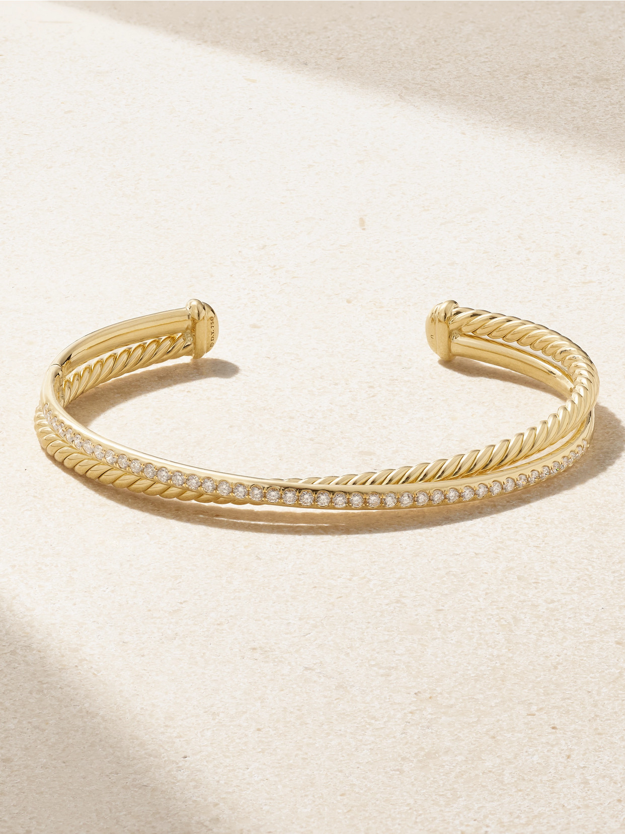David Yurman 18kt Yellow Gold Crossover Two Row Diamond Bracelet In Gold