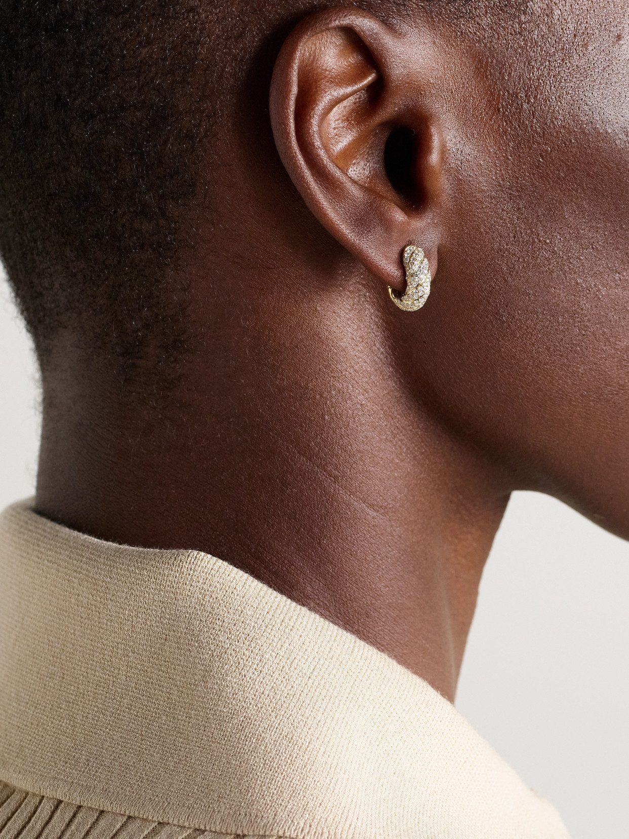 David Yurman Sculpted Cable 18-karat Gold Diamond Hoop Earrings In Gold