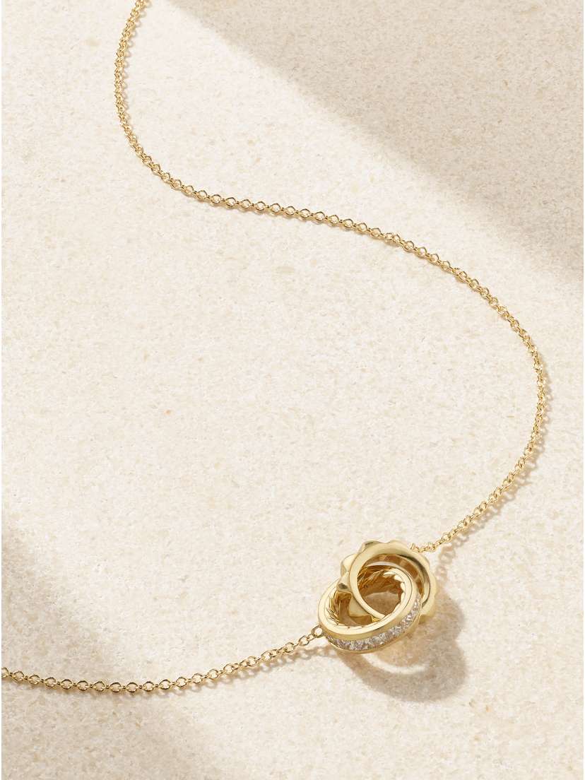 David Yurman Crossover Trio 18-karat Gold Diamond Necklace