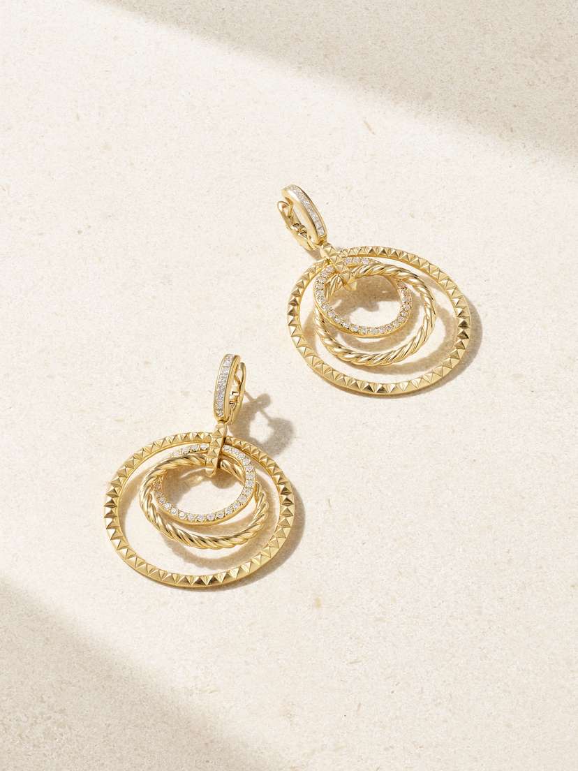 David Yurman Crossover Trio 18-karat Gold Diamond Hoop Earrings
