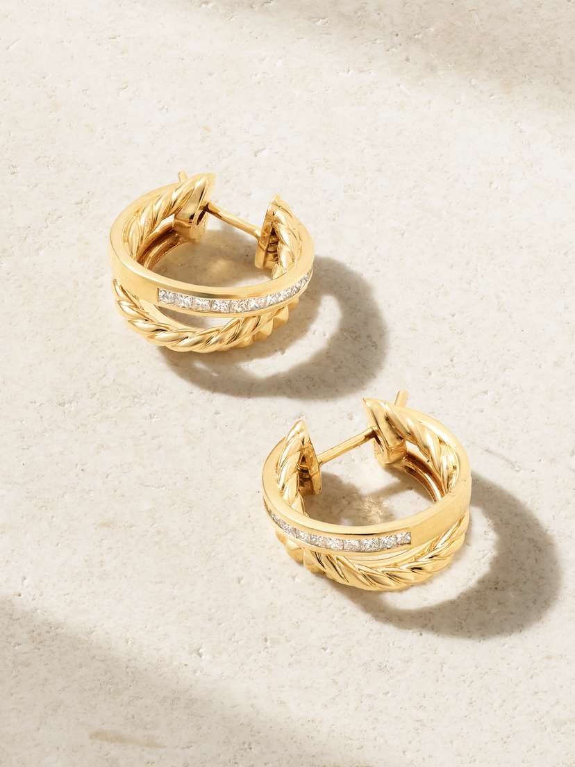 David Yurman Crossover Trio 18-karat Gold Diamond Earrings