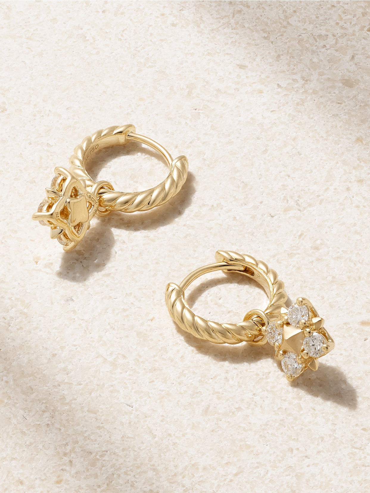 David Yurman Petite Modern Renaissance 18-karat Gold Diamond Hoop Earrings In Gold
