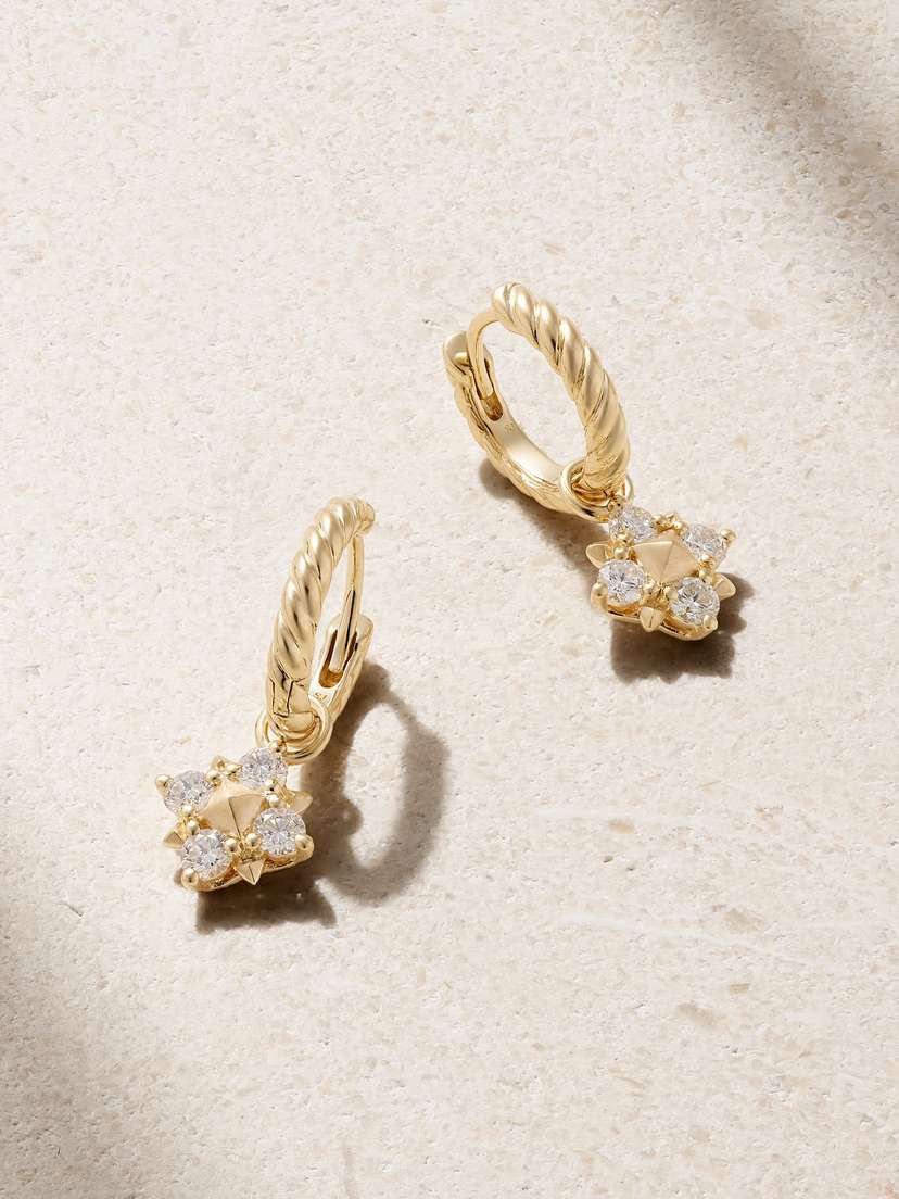 David Yurman Petite Modern Renaissance 18-karat Gold Diamond Hoop Earrings