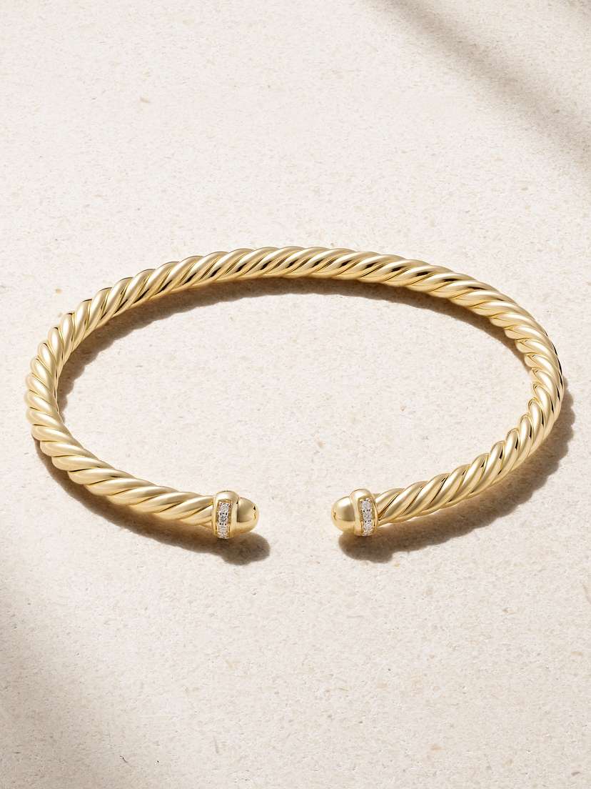 David Yurman Modern Cable 18-karat Gold Diamond Cuff