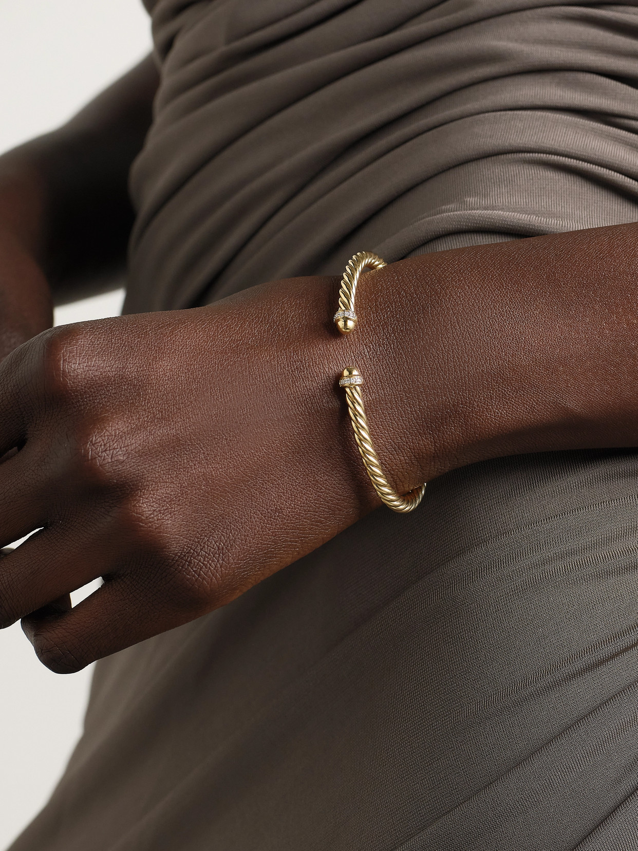 David Yurman Modern Cable 18-karat Gold Diamond Cuff In Gold