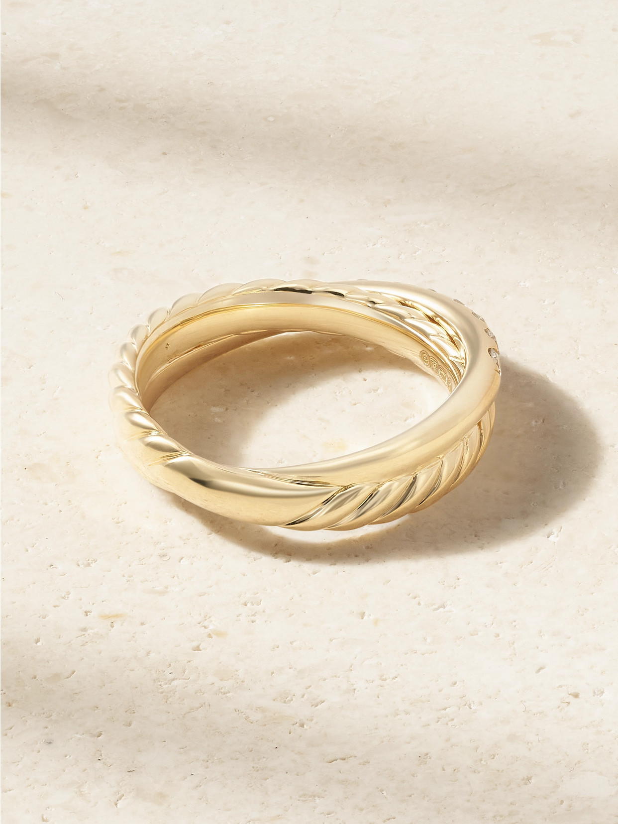 DAVID YURMAN CROSSOVER® TWO ROW 18-KARAT GOLD DIAMOND RING