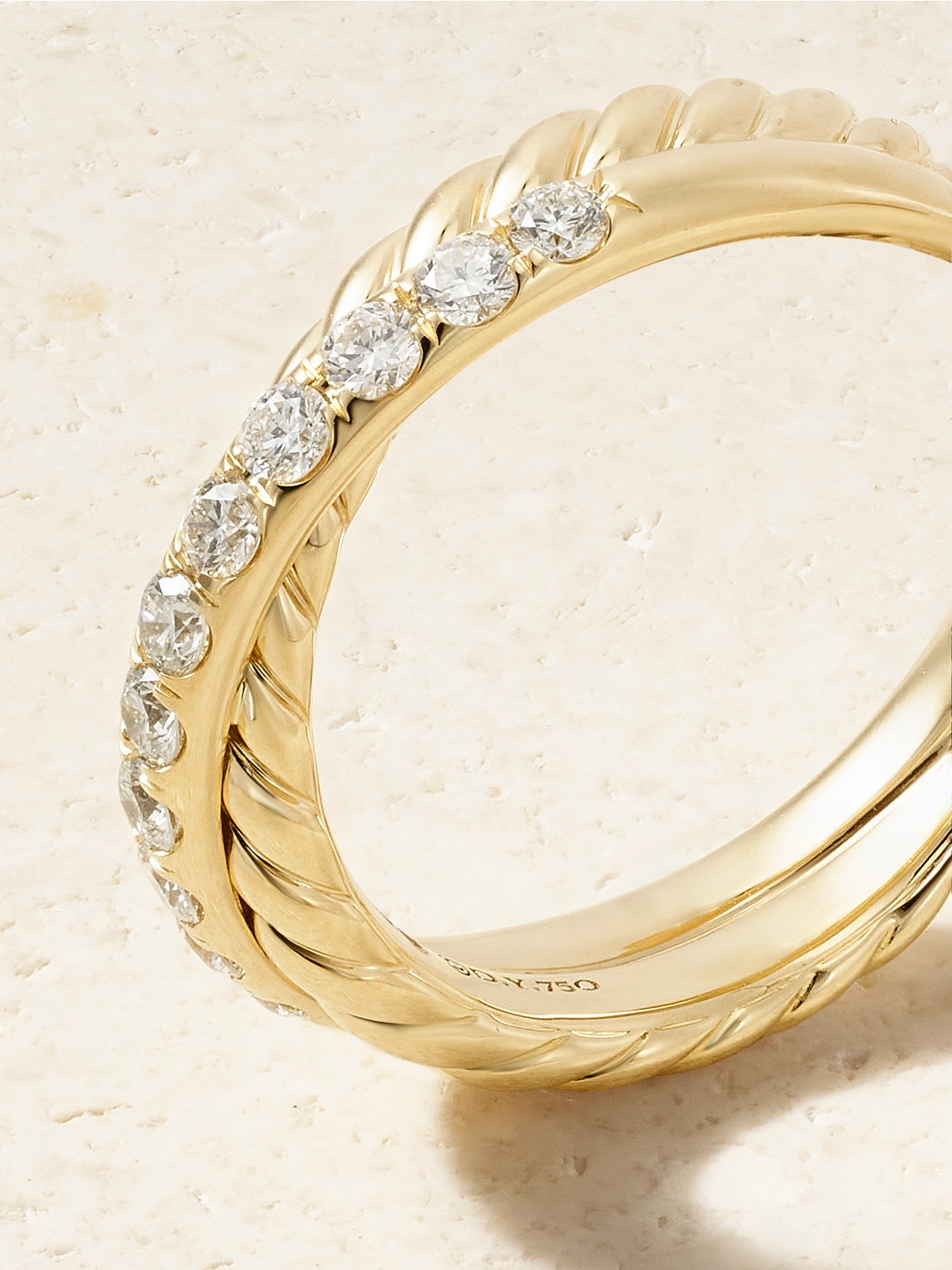 DAVID YURMAN CROSSOVER® TWO ROW 18-KARAT GOLD DIAMOND RING