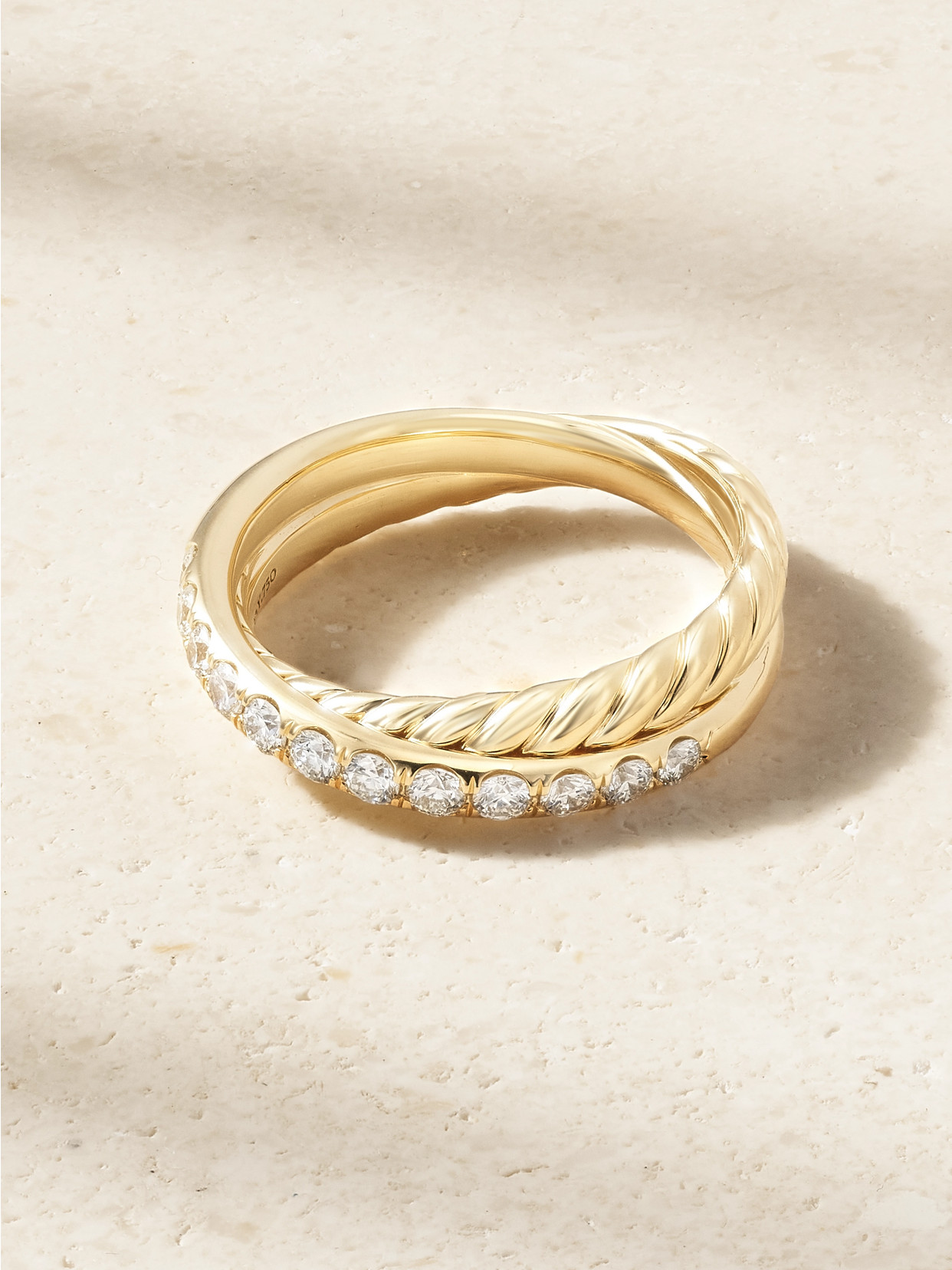 David Yurman - Crossover® Two Row 18-karat Gold Diamond Ring - 7