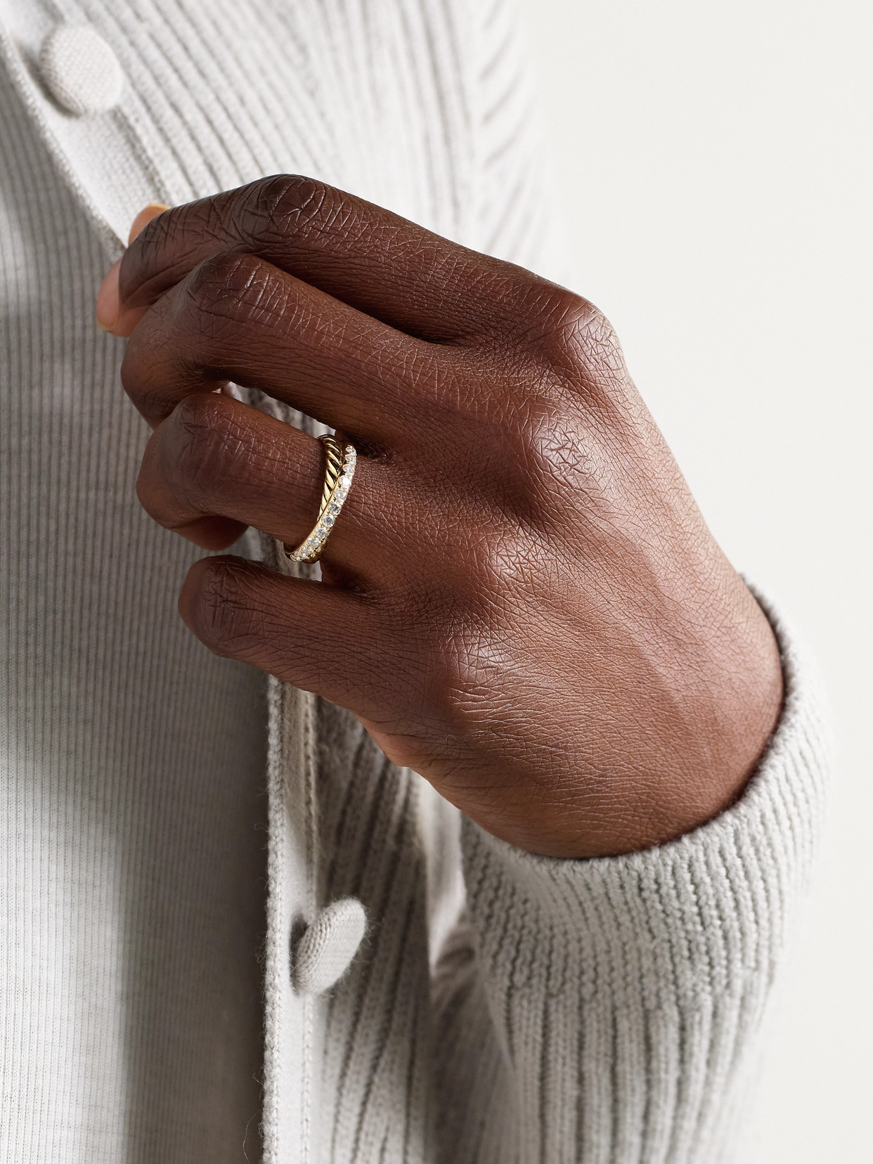 DAVID YURMAN CROSSOVER® TWO ROW 18-KARAT GOLD DIAMOND RING