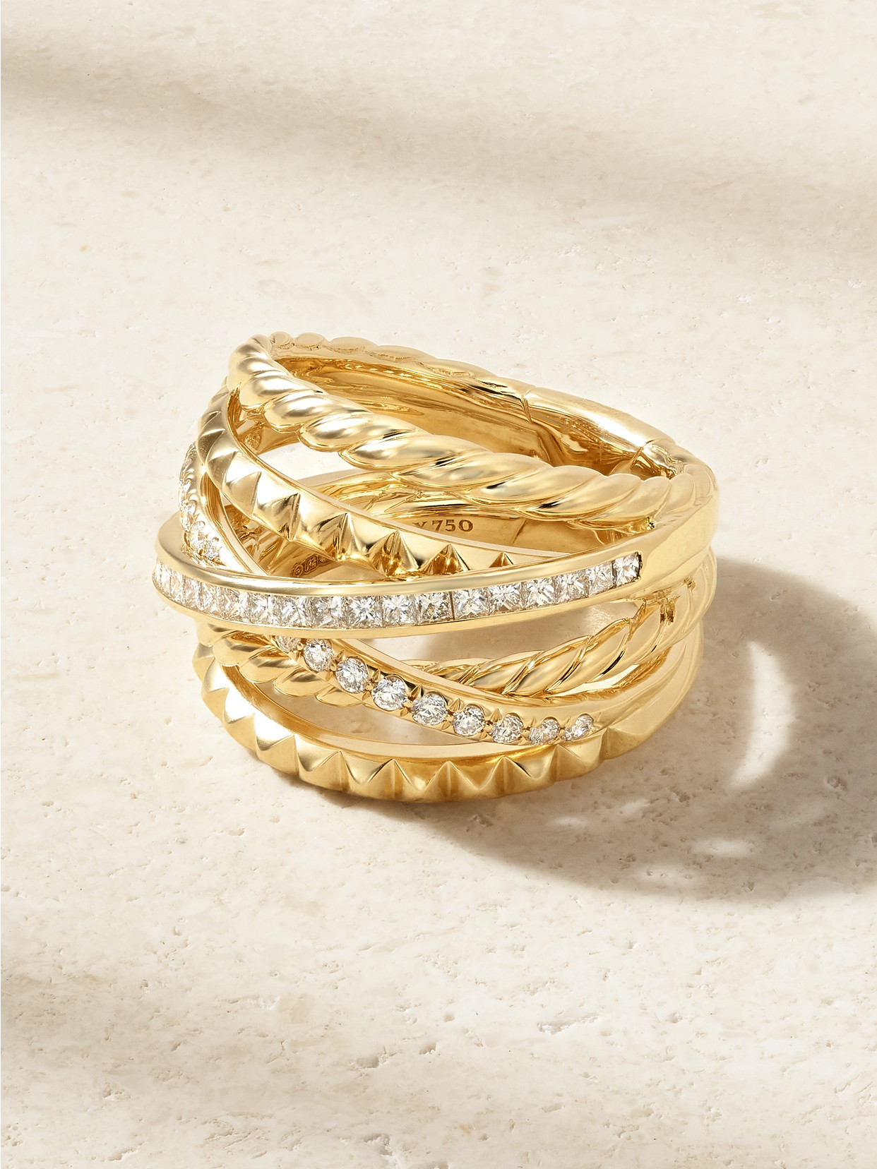 David Yurman - Crossover® Trio Six Row 18-karat Gold Diamond Ring - 7