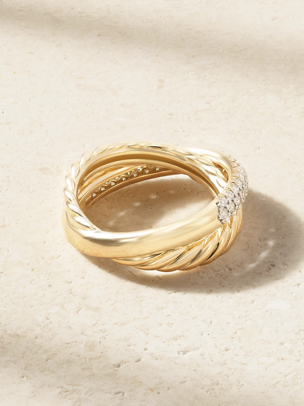 David Yurman Crossover® Two Row 18-karat Gold Diamond Ring In Gold