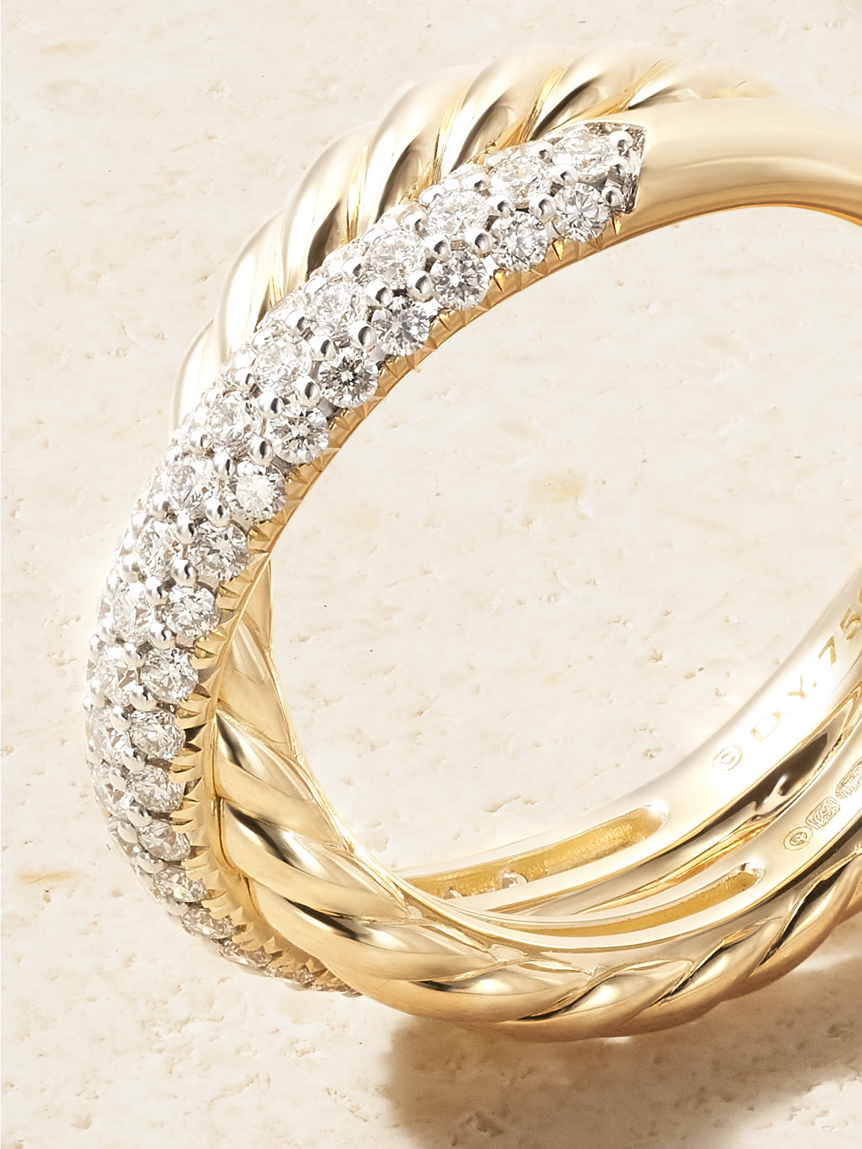 David Yurman Crossover® Two Row 18-karat Gold Diamond Ring In Gold