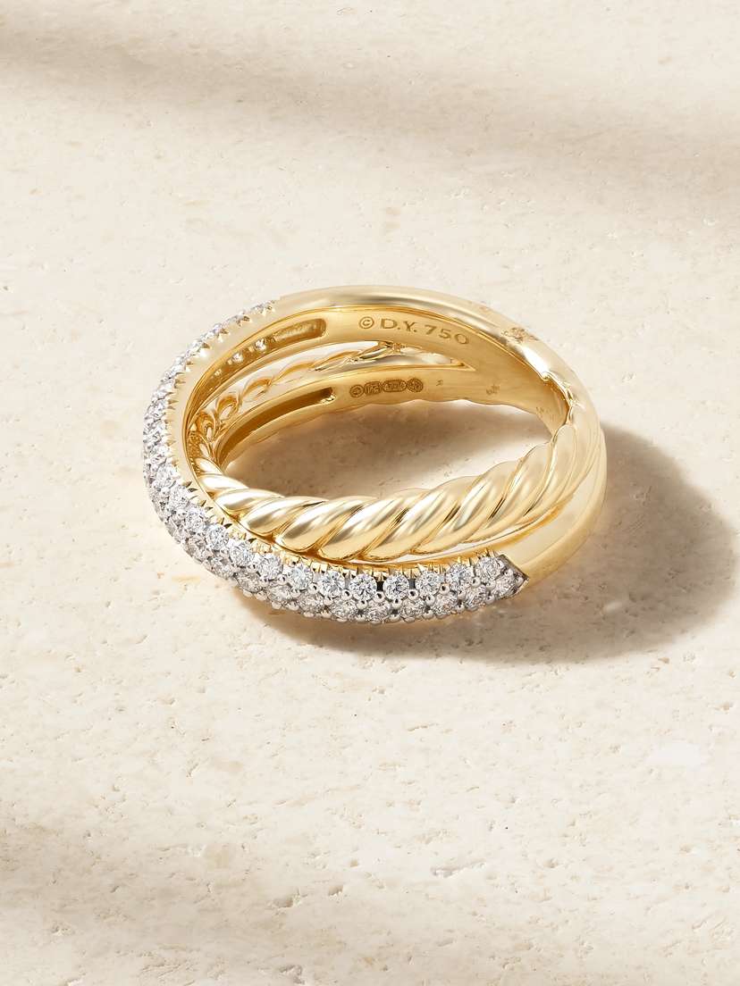 David Yurman Crossover® Two Row 18-karat Gold Diamond Ring