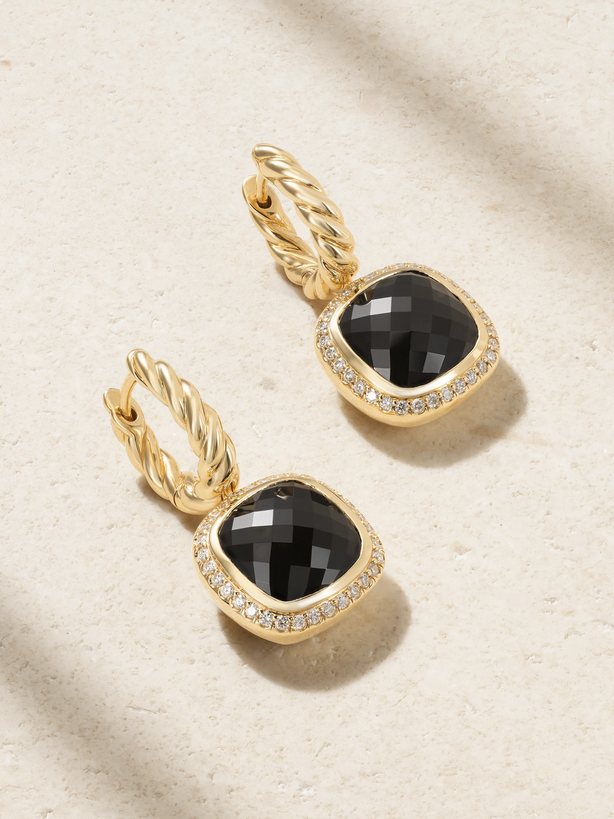 David Yurman 18kt Yellow Gold Albion Onyx And Diamond Earrings In Black