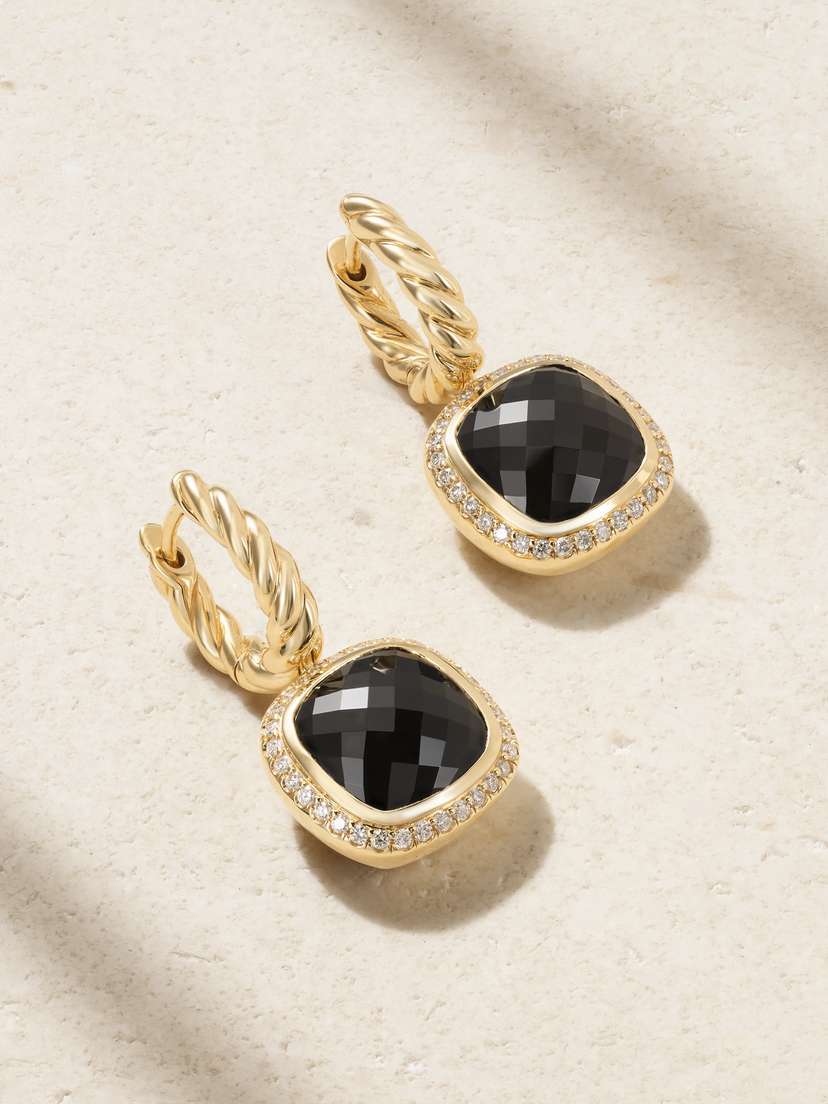 David Yurman Albion® 18-karat Gold, Onyx And Diamond Earrings