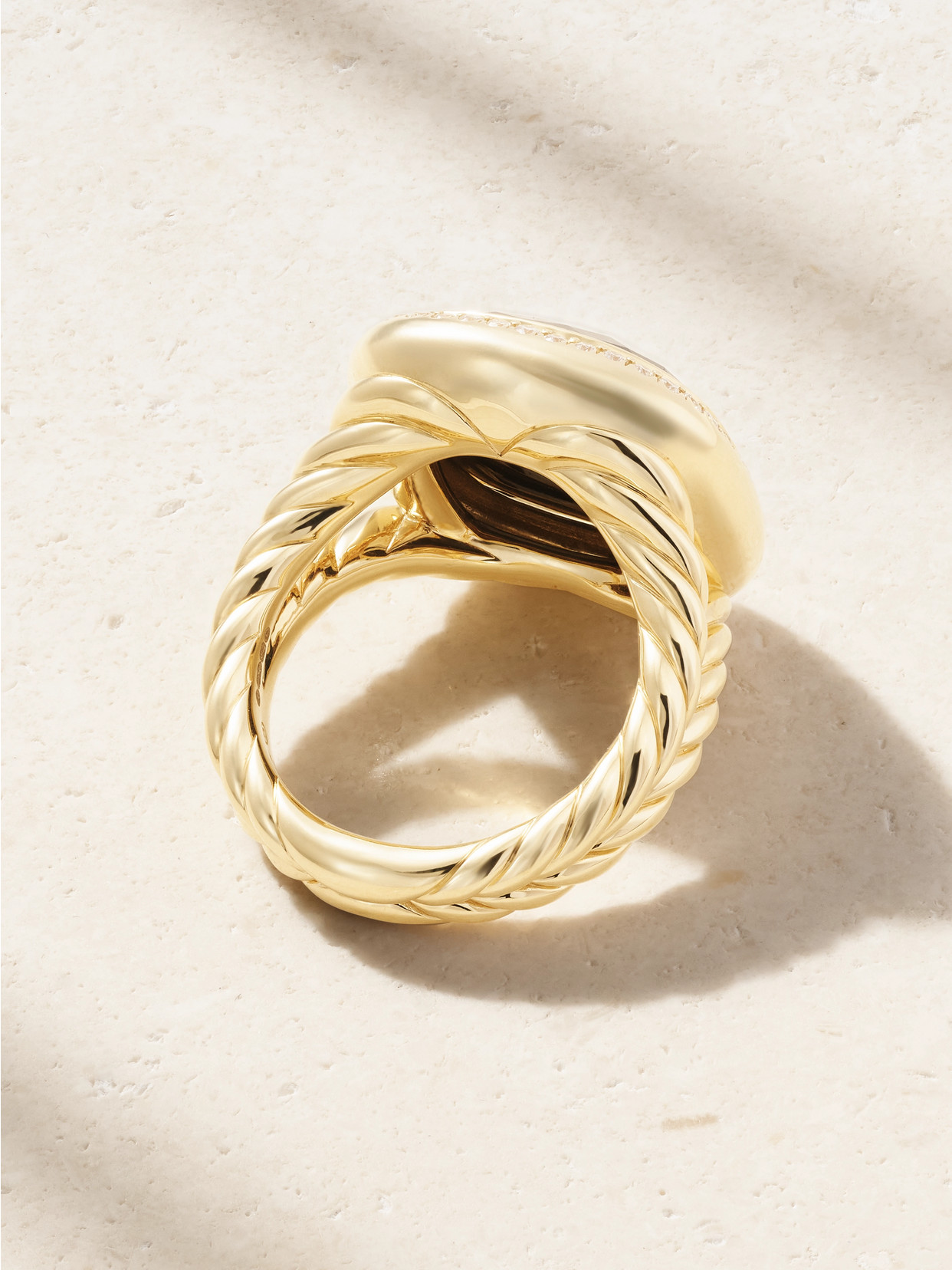 David Yurman 18kt Yellow Gold Albion Onyx And Diamond Ring In Black