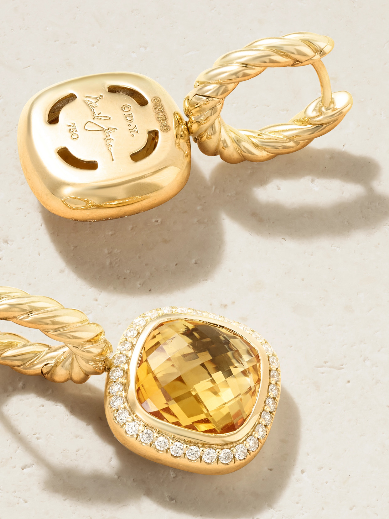 David Yurman Albion® 18-karat Gold, Citrine And Diamond Earrings In Orange