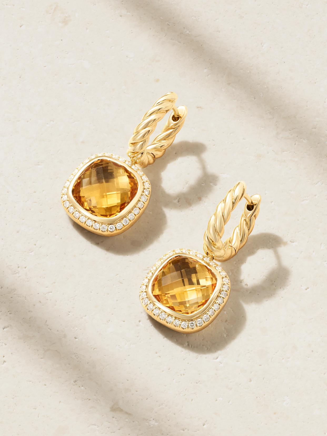 David Yurman Albion® 18-karat Gold, Citrine And Diamond Earrings In Orange