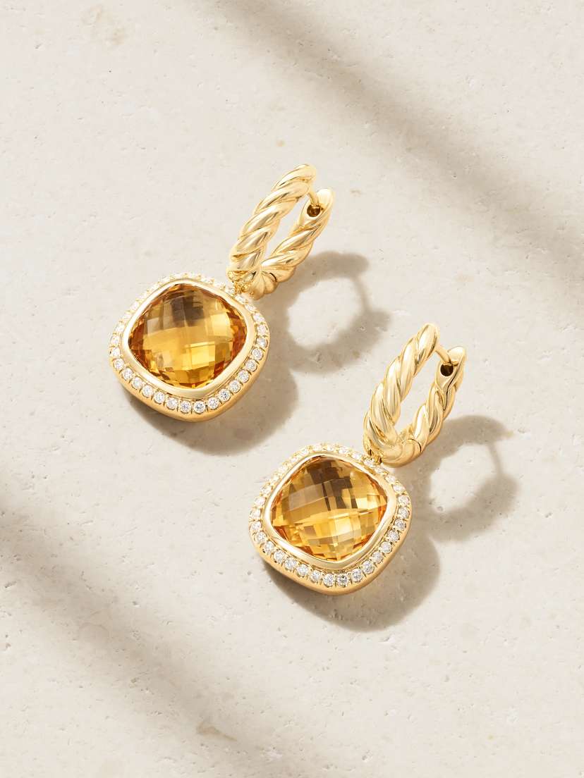 David Yurman Albion® 18-karat Gold, Citrine And Diamond Earrings