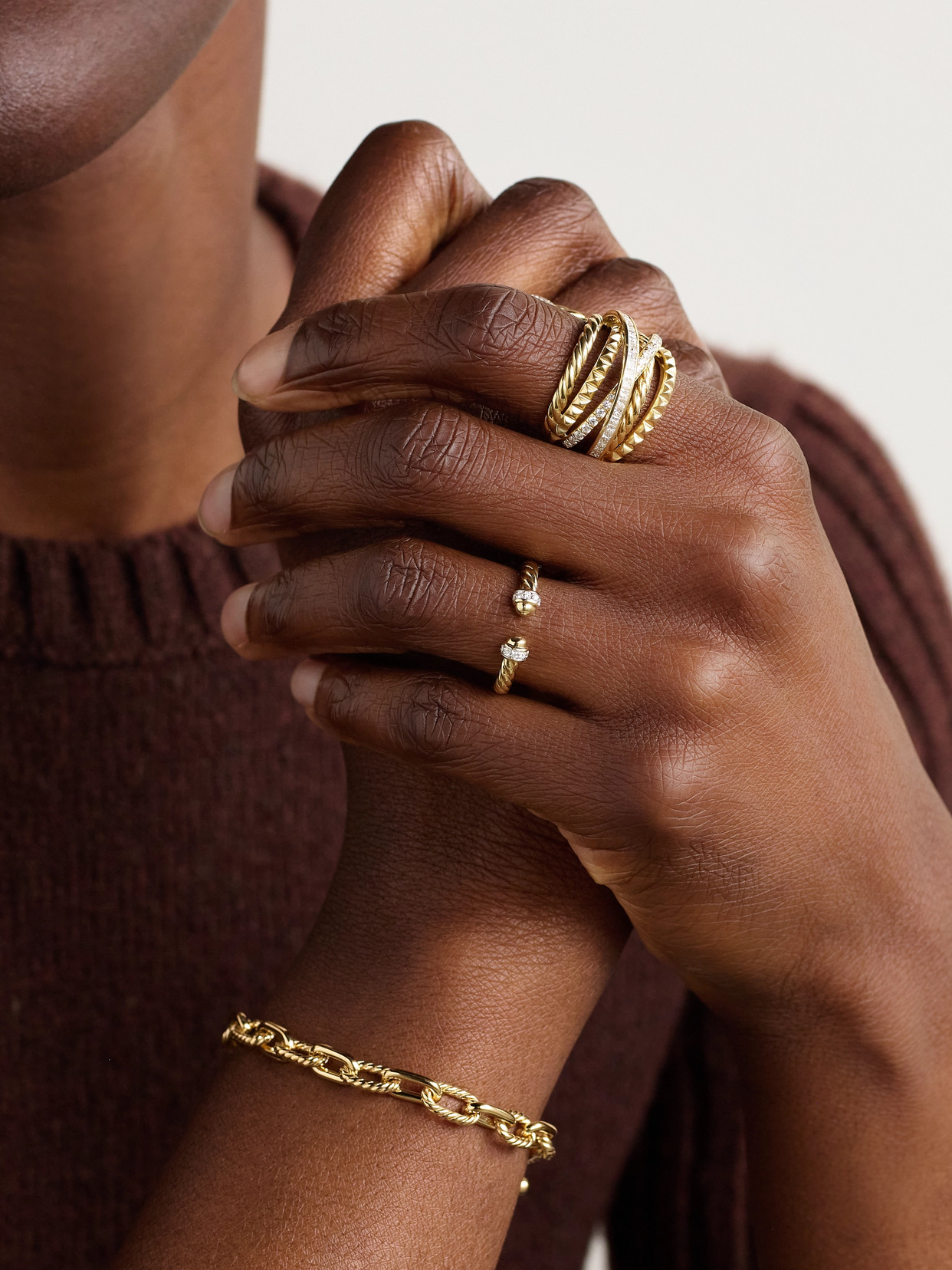 David Yurman Cable 18-karat Gold Diamond Ring In Gold