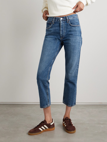 Agolde Riley cropped high-rise straight-leg jeans
