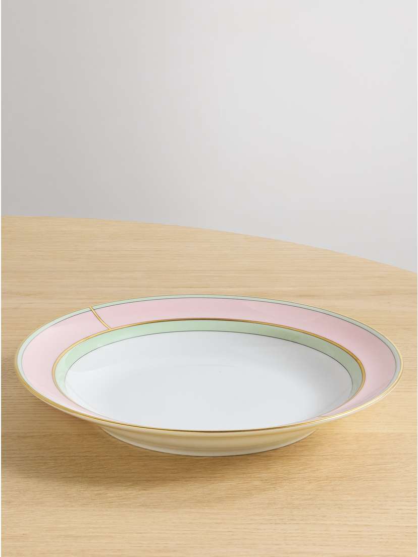 GINORI 1735 Colonna 24cm Gold-plated Porcelain Soup Plate