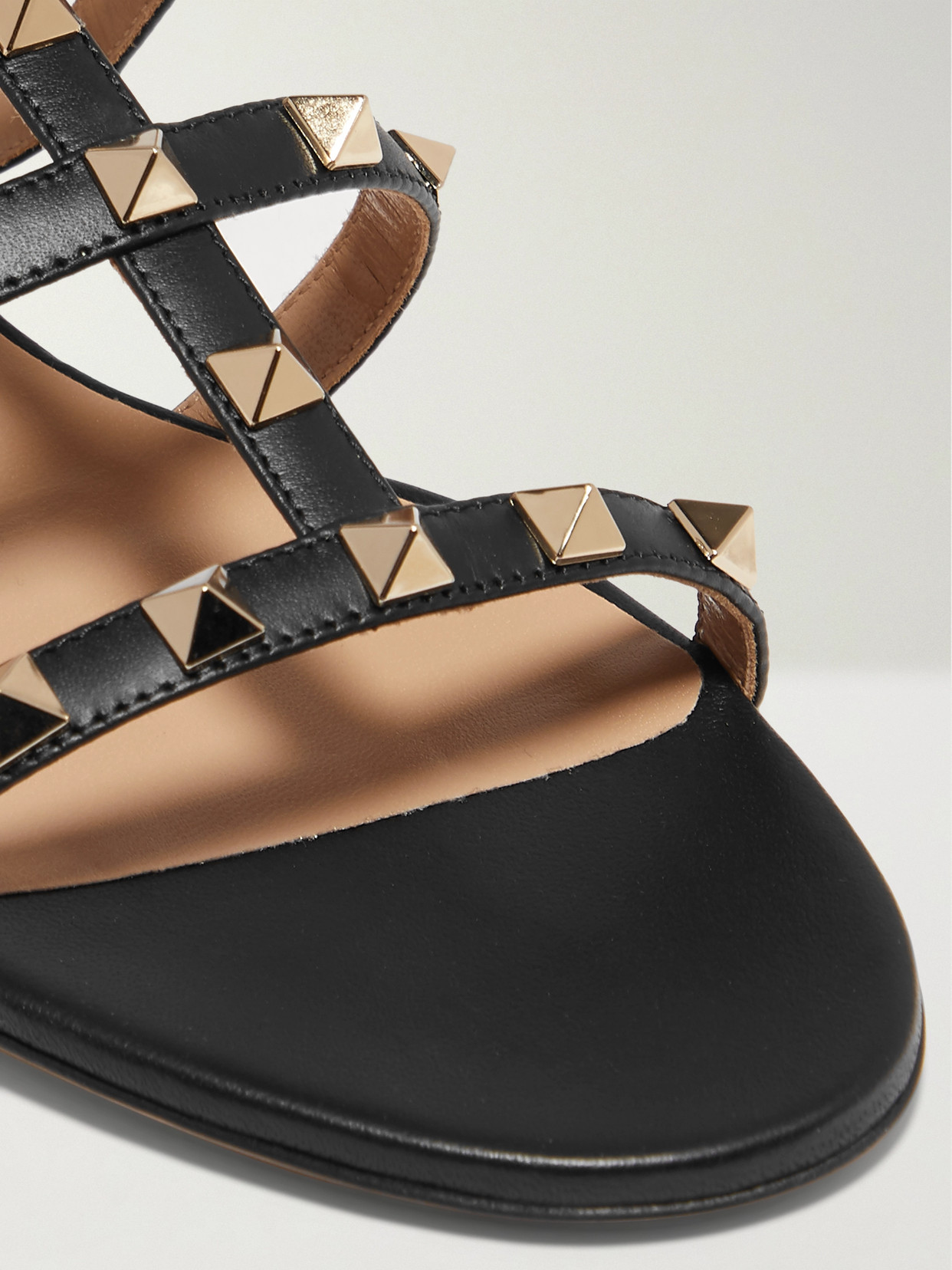 Shop Valentino Rockstud Leather Sandals In Black