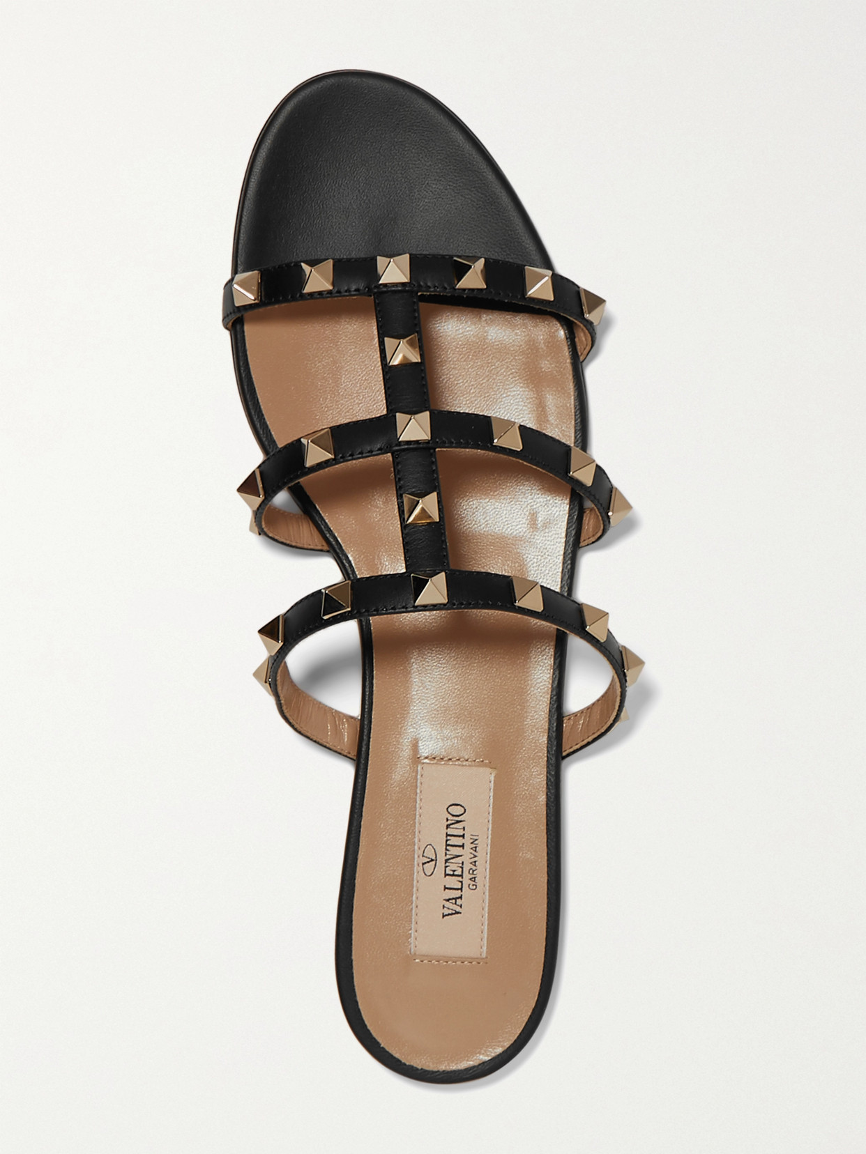 Shop Valentino Rockstud Leather Sandals In Black