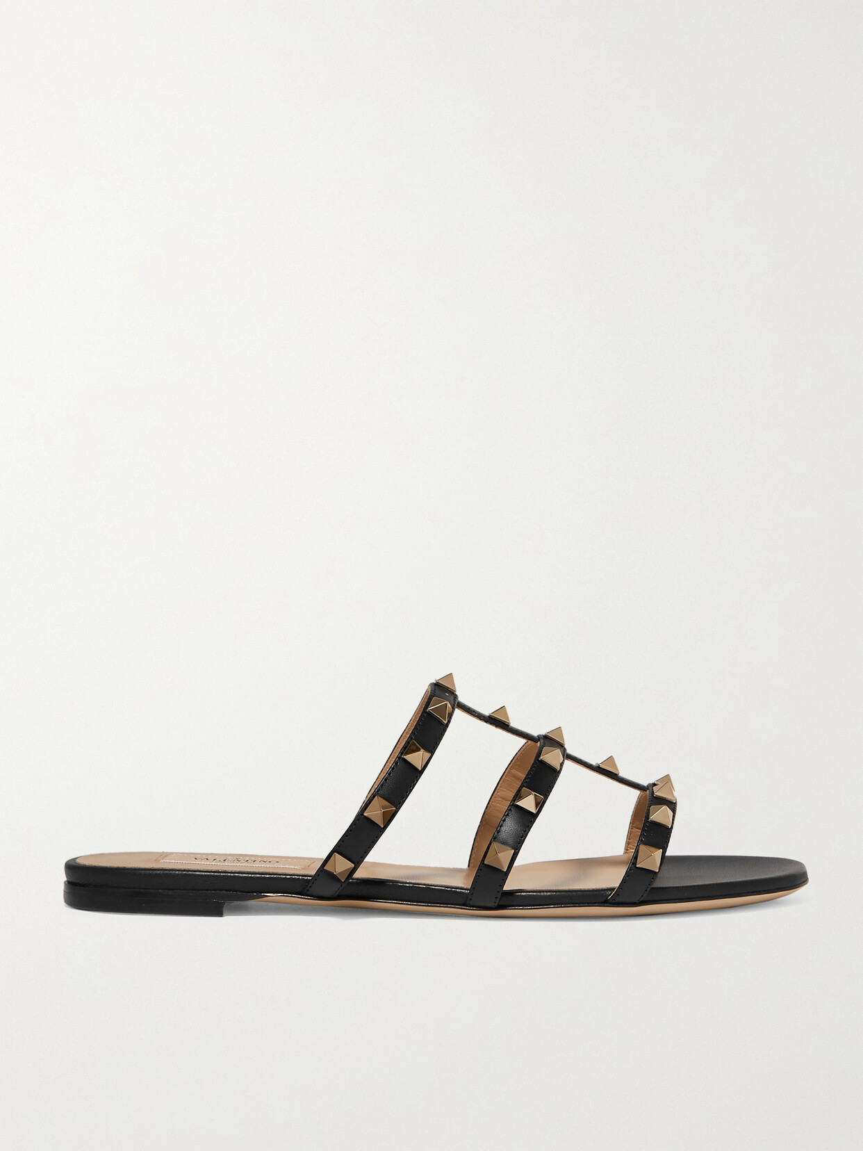 Shop Valentino Rockstud Leather Sandals In Black