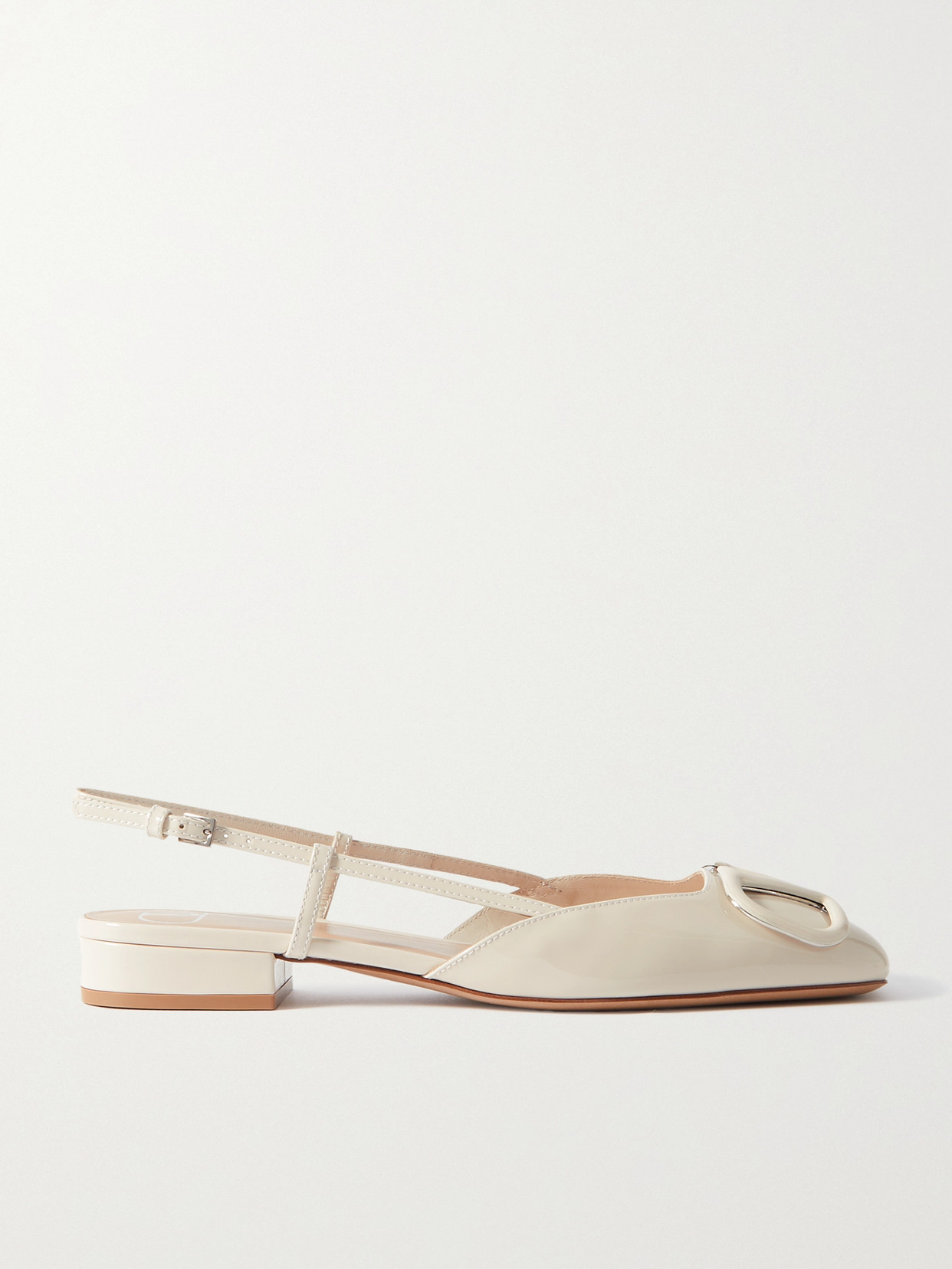 Valentino Garavani Vlogo Leather Ballerinas Square Toe In White