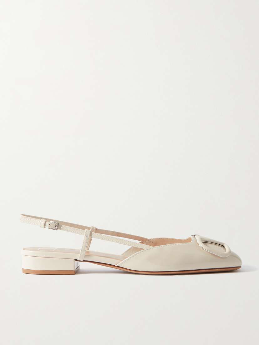Valentino Garavani Vlogo Patent-leather Slingback Flats